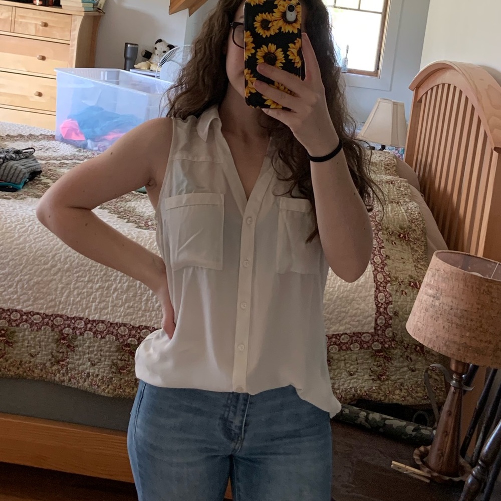 Off-white button down tank top